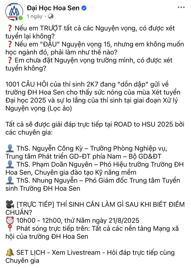 Nhiều trường đại học chọn livestream để công bố điểm chuẩn 2025 - Ảnh 4.