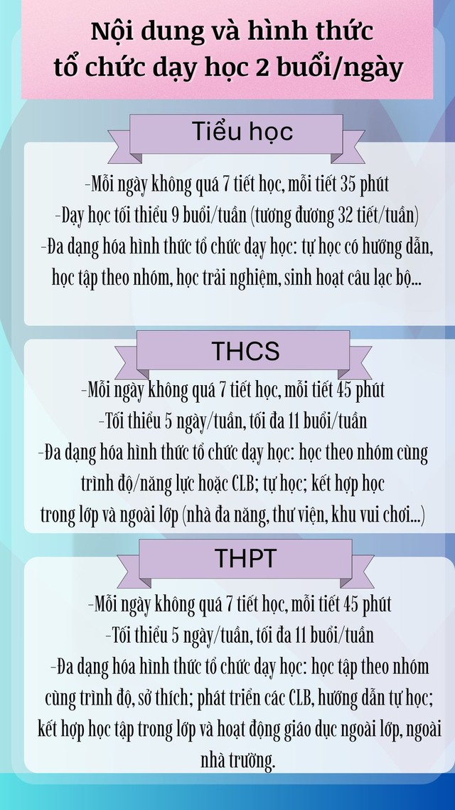 Tổ chức dạy học 2 buổi/ngày theo từng cấp học ra sao?- Ảnh 1.