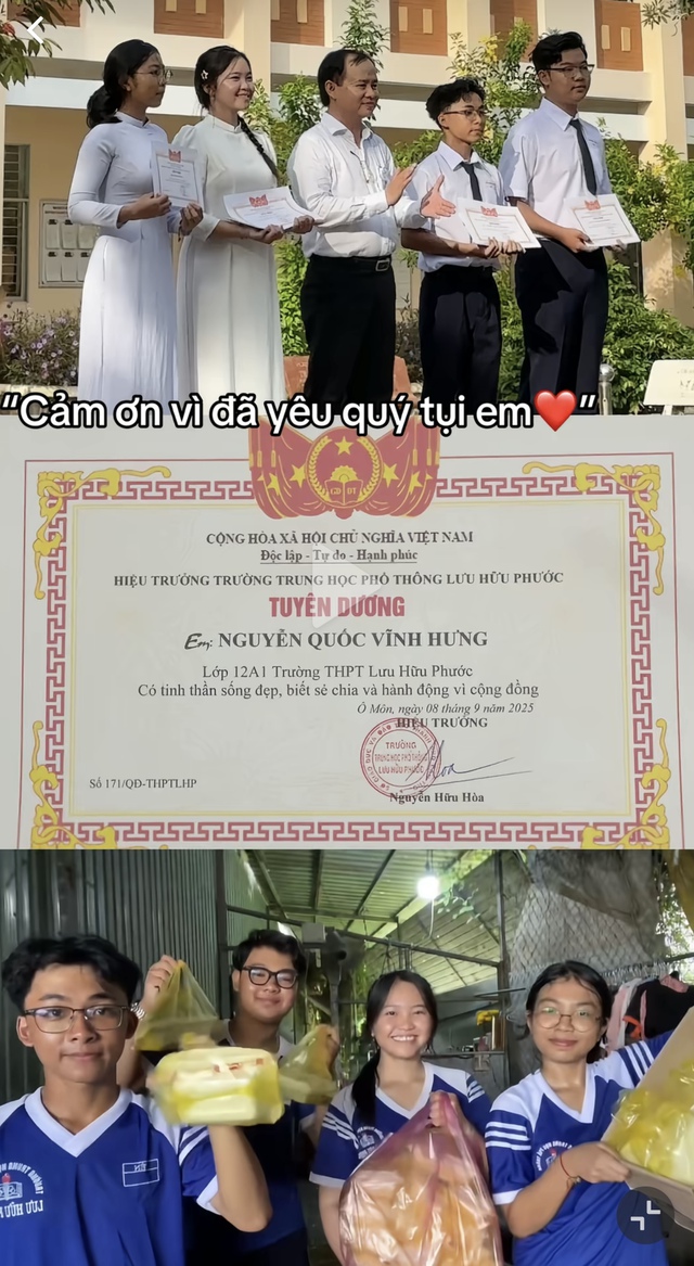 Nhóm học sinh Trường THPT Lưu Hữu Phước được tuyên dương vì hành động đẹp dịp lễ 2-9 - Ảnh 2.