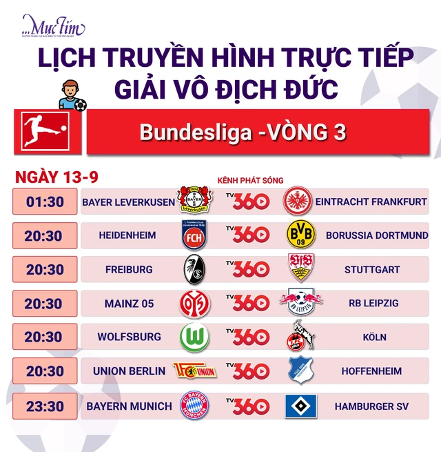 Lịch trực tiếp Bundesliga, Ligue 1 và Serie A ngày 13-9 - Ảnh 1.