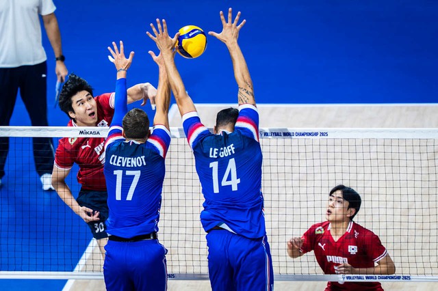 Hàn Quốc không thể tạo bất ngờ trước Pháp tại Giải bóng chuyền nam vô địch thế giới 2025 - Ảnh 2.