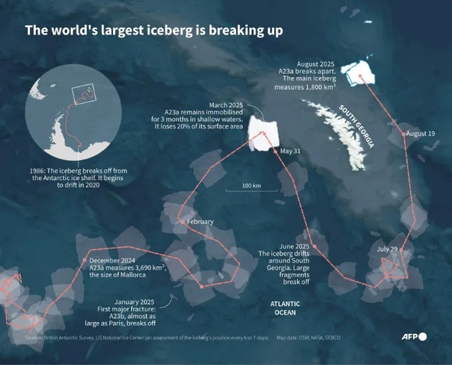 Once king of the seas, a giant iceberg is finally breaking up- Ảnh 1. Once king of the seas, a giant iceberg is finally breaking up- Ảnh 1.