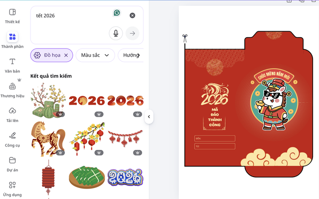 Thiết kế bao lì xì Tết Nguyên đán 2026 ấn tượng với Canva- Ảnh 4.