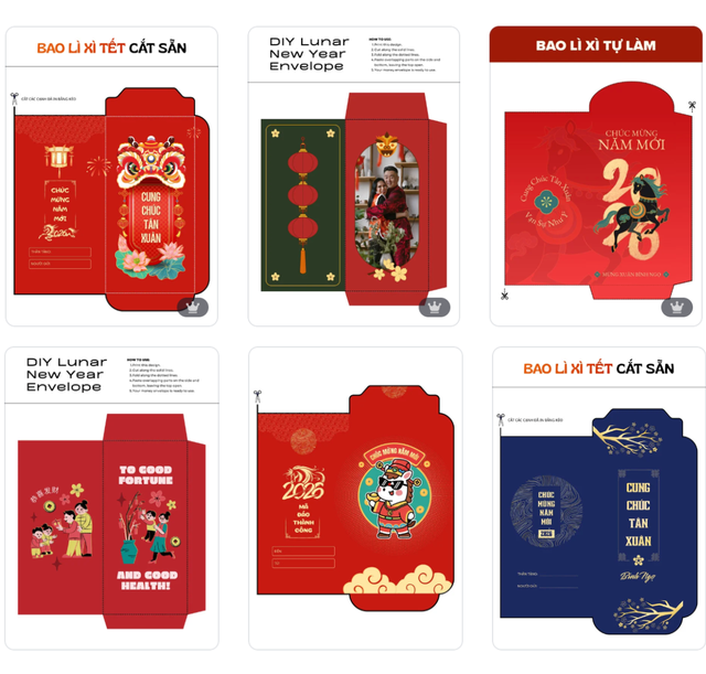 Thiết kế bao lì xì Tết Nguyên đán 2026 ấn tượng với Canva- Ảnh 1.