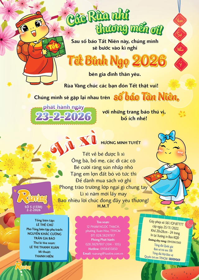 Mời các bạn đón đọc Rùa Vàng 5 - số Tất Niên, phát hành 2-2-2026: Bánh chưng xanh bên dưa hấu đỏ… - Ảnh 3.
