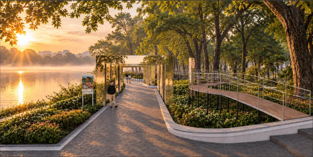 Scenic walkway being installed by Hanoi’s Hoan Kiem Lake- Ảnh 1.