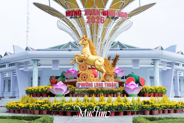 Say hi linh vật ngựa vàng tại phường Long Thuận, Đồng Tháp- Ảnh 1.