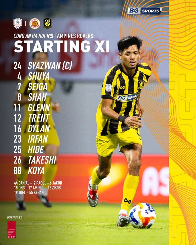 Đội hình ra sân của Công An Hà Nội đấu Tampines Rovers: Đình Bắc dự bị- Ảnh 2.