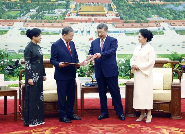 Top Chinese leader hosts farewell tea for Vietnamese counterpart - Ảnh 1.