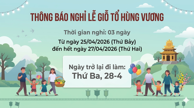 Gợi ý câu lệnh cho AI tạo thông báo nghỉ lễ Giỗ tổ Hùng Vương và 30-4, 1-5- Ảnh 1.