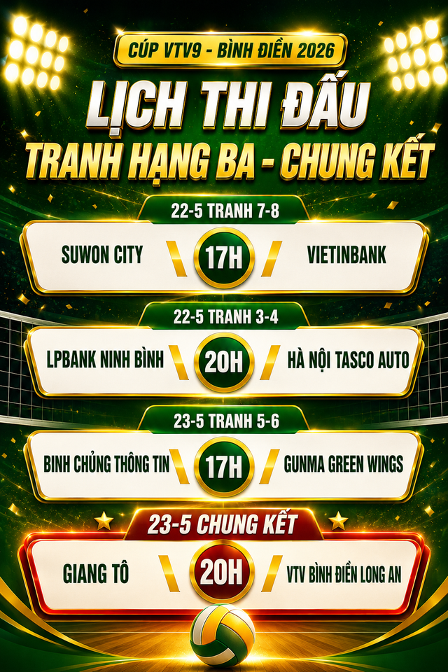 Lịch thi đấu chung kết bóng chuyền nữ Cúp VTV9 - Bình Điền 2026 - Ảnh 1.