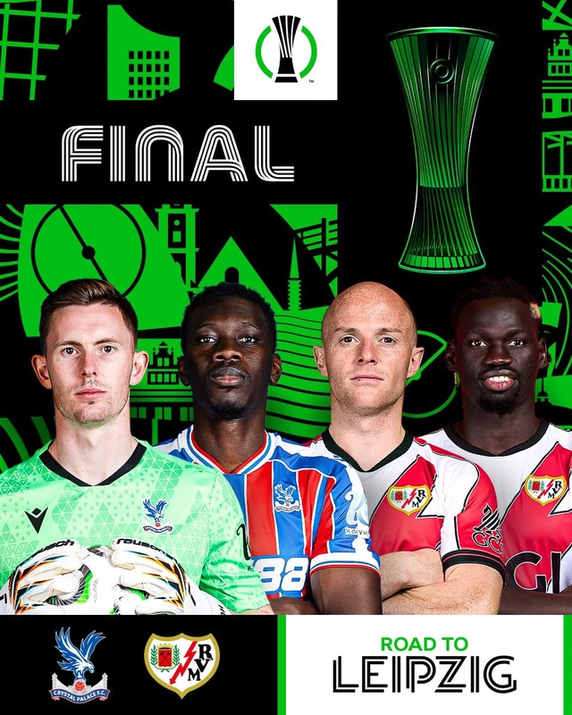 Xem chung kết Conference League giữa Crystal Palace và Rayo Vallecano ở đâu?- Ảnh 1. Xem chung kết Conference League giữa Crystal Palace và Rayo Vallecano ở đâu?- Ảnh 1.
