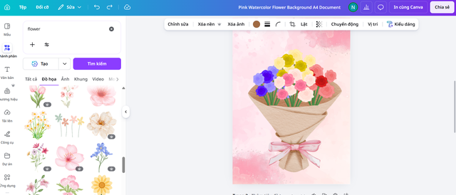 Hướng dẫn làm bó hoa lời chúc Ngày của mẹ bằng Canva- Ảnh 4.