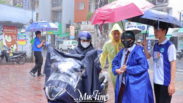 Thí sinh đội mưa đi làm thủ tục thi tốt nghiệp THPT 2025 - Ảnh 18.