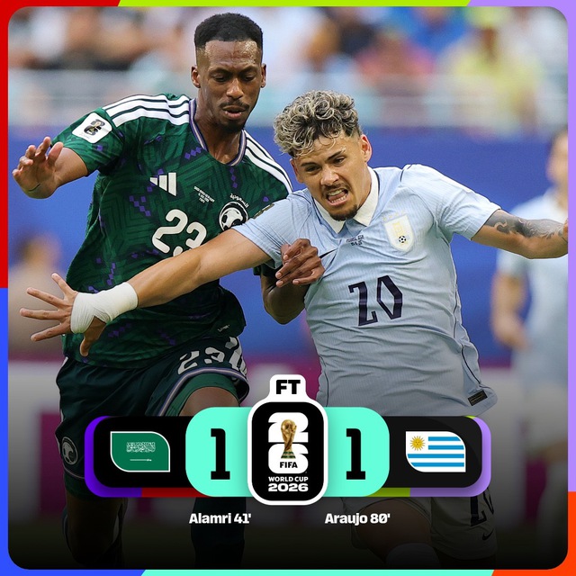Saudi Arabia vất vả cầm chân Uruguay 1-1 - Ảnh 2.