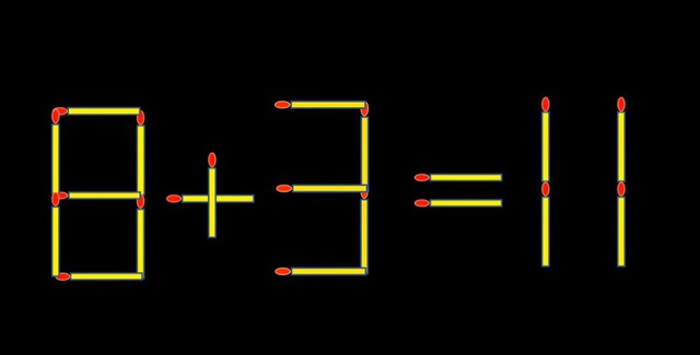 Thử tài IQ: Di chuyển một que diêm để 8+2=11 thành phép tính đúng - Ảnh 1.