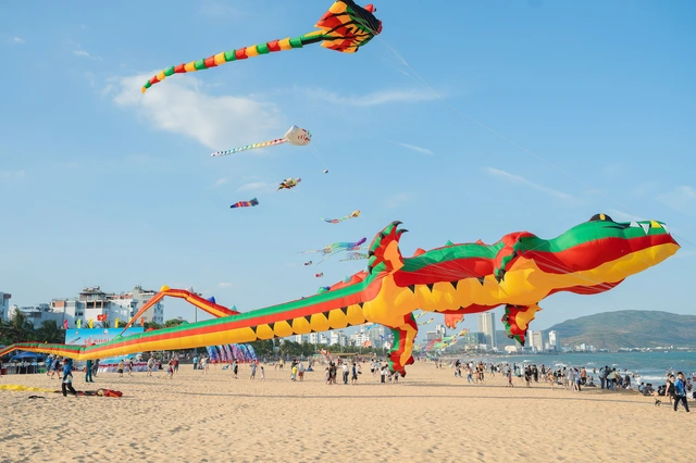 Ngắm những cánh diều khổng lồ bay rợp trời bờ biển Quy Nhơn - Ảnh 6.