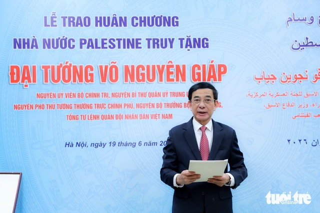 Palestine posthumously awards highest state honor to Vietnam's General Vo Nguyen Giap- Ảnh 2. Palestine posthumously awards highest state honor to Vietnam's General Vo Nguyen Giap- Ảnh 2.