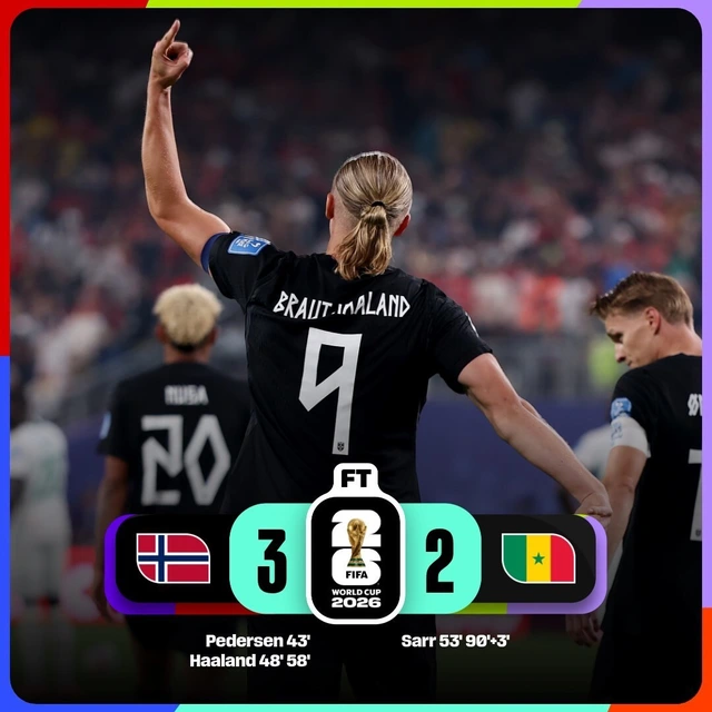 Haaland lập cú đúp, Na Uy hạ Senegal để vượt qua vòng bảng World Cup 2026 - Ảnh 1. Haaland lập cú đúp, Na Uy hạ Senegal để vượt qua vòng bảng World Cup 2026 - Ảnh 2.