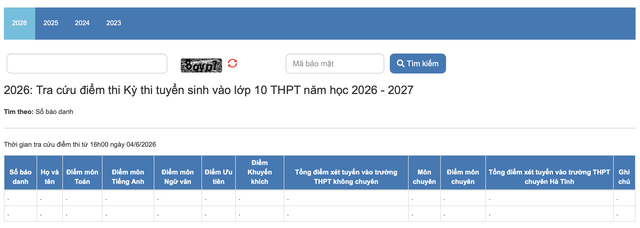 Cách tra cứu điểm thi lớp 10 năm 2026 của Hà Tĩnh - Ảnh 2.