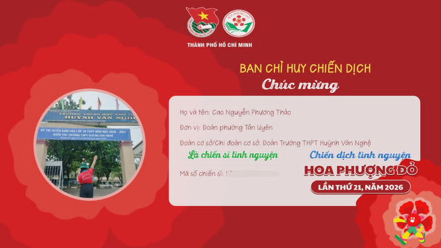 Cách đăng ký thẻ chiến sĩ Hoa phượng đỏ TP.HCM lần thứ 21 năm 2026 trực tuyến - Ảnh 4.