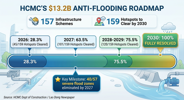 Ho Chi Minh City steps up efforts to tackle 159 flood-prone locations by 2030- Ảnh 1.