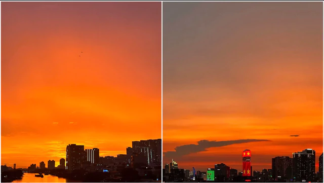 Post-rain sunset bathes Ho Chi Minh City in orange- Ảnh 6.