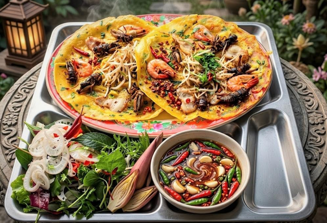 Rainy-season treat in central Vietnam: cricket-filled ‘banh xeo’- Ảnh 2.