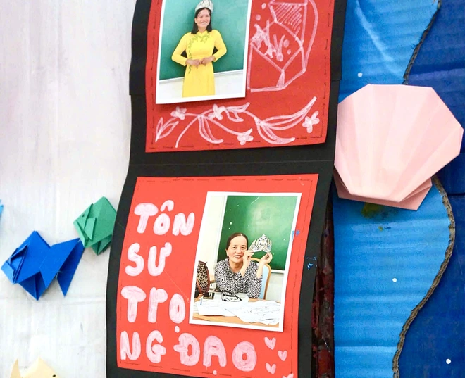 Teen Trường THPT Chuyên Lê Quý Đôn biến hoá hành lang rực sắc màu tri ân thầy cô - Ảnh 5.