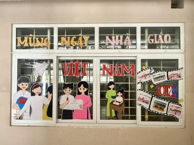 Teen Trường THPT Chuyên Lê Quý Đôn biến hoá hành lang rực sắc màu tri ân thầy cô - Ảnh 8.