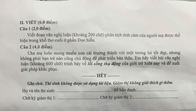 Đề thi ngữ văn tuyển sinh lớp 10 tại Cần Thơ, Long An, Hậu Giang- Ảnh 2.