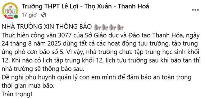 Học sinh Huế, Thanh Hóa lùi ngày tập trung do bão số 5 - Ảnh 3.