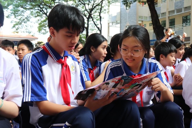 Cùng học trò Trường THCS Phước Thắng lan tỏa niềm vui 'Đọc và làm theo báo Đội' - Ảnh 4.