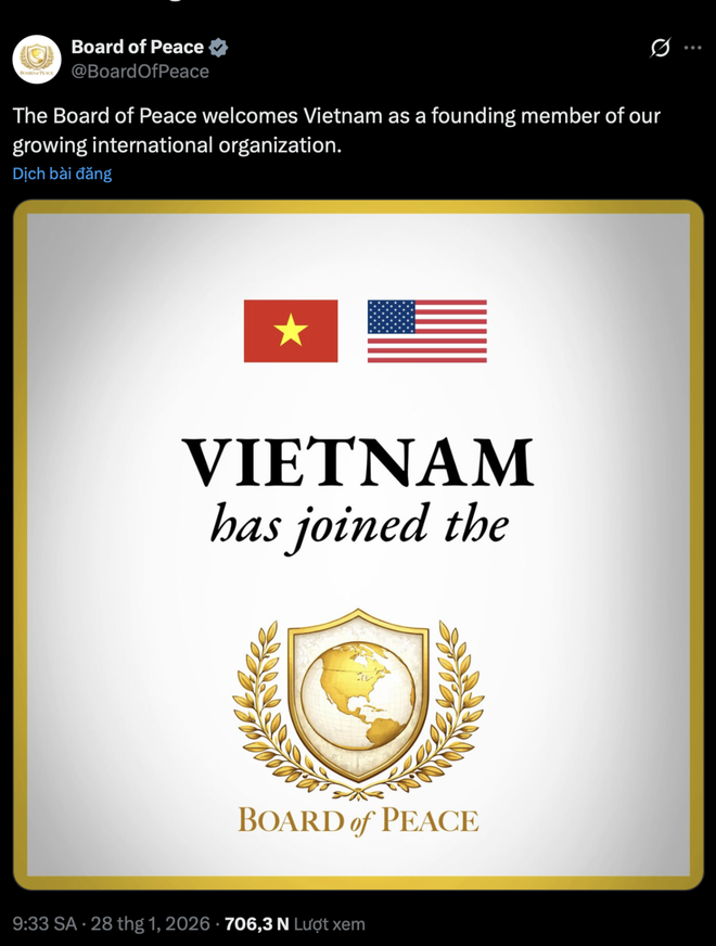 Vietnam outlines commitment as founding member of Board of Peace
- Ảnh 1. Vietnam outlines commitment as founding member of Board of Peace
- Ảnh 1.