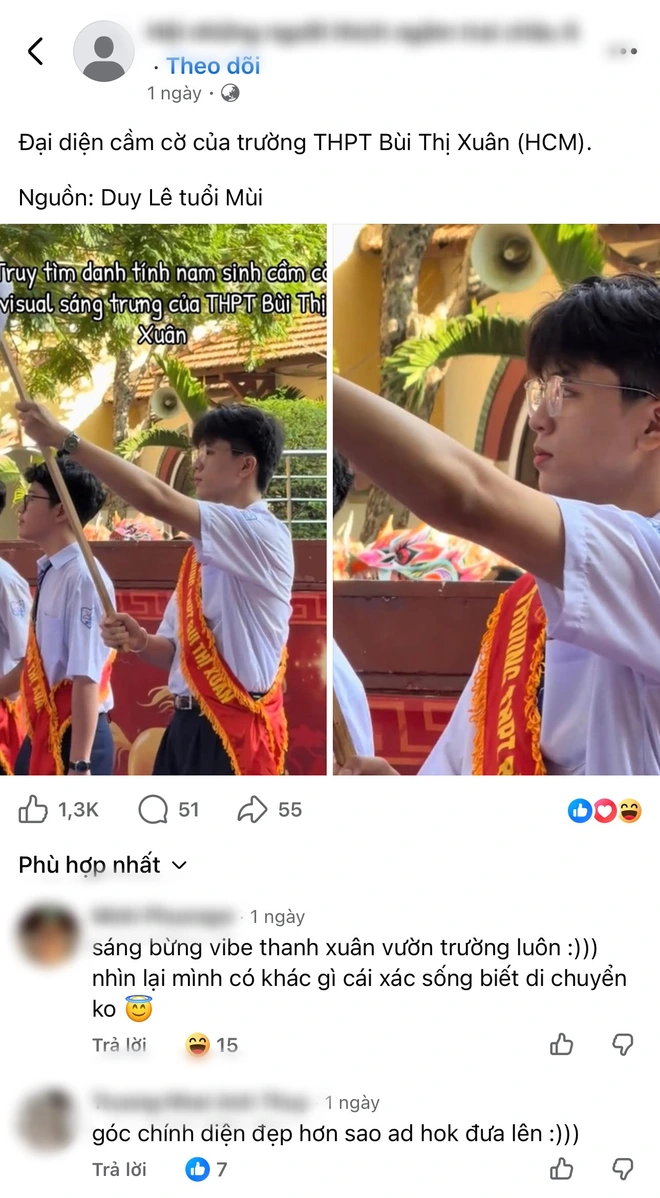 Từ khoảnh khắc cầm cờ đến clip triệu view: Nam sinh Trường THPT Bùi Thị Xuân đang gây chú ý là ai?- Ảnh 2.