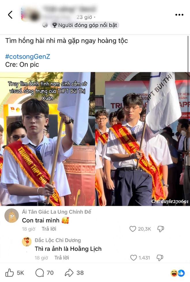Từ khoảnh khắc cầm cờ đến clip triệu view: Nam sinh Trường THPT Bùi Thị Xuân đang gây chú ý là ai?- Ảnh 3.