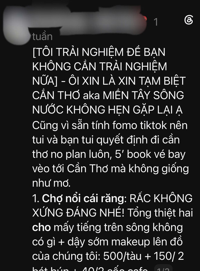 Du khách 'bóc phốt' trải nghiệm tại chợ nổi Cái Răng, ngành du lịch lên tiếng - Ảnh 1.