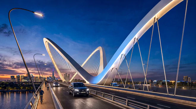 Ho Chi Minh City unveils wave-inspired design for Thu Thiem 4 Bridge - Ảnh 9.