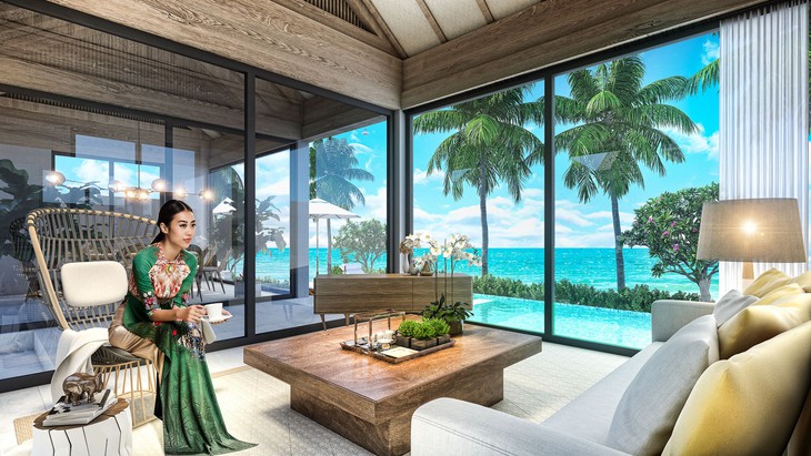 Áo dài dát vàng tha thướt bên hình ảnh ngôi làng biển  - Ảnh 6.