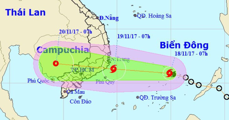 Bão số 14 cách bờ biển Khánh Hòa, Bình Thuận 620 km - Ảnh 1.