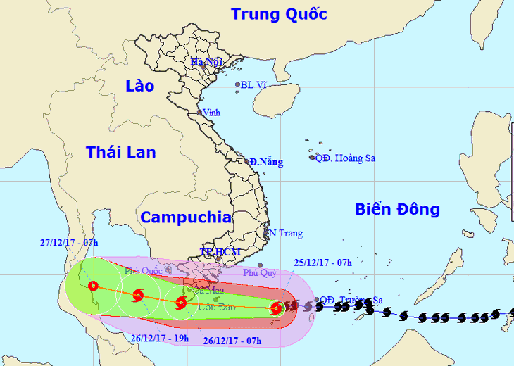 Bão Tembin đang đi lệch xuống phía Nam - Ảnh 3.