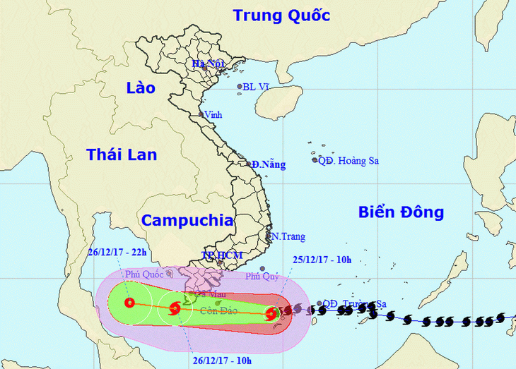 Bão Tembin đang đi lệch xuống phía Nam - Ảnh 2.