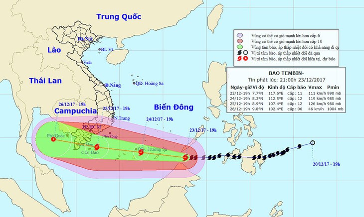 Bão Tembin đang tiến vào biển Đông - Ảnh 1.