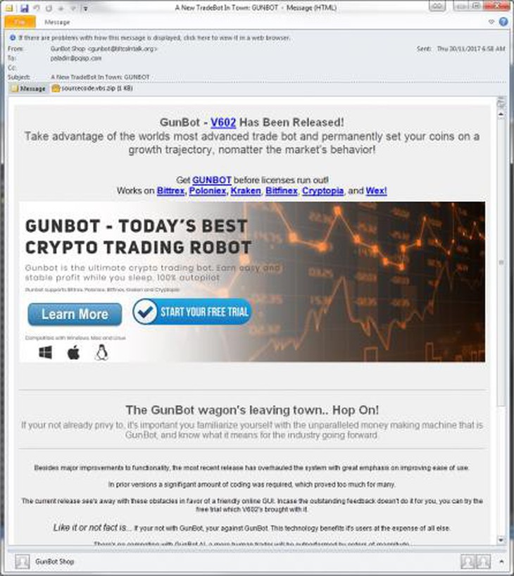 Người chơi Bitcoin hãy cẩn thận trước các quảng cáo mang tên Gunbot - Ảnh 1.