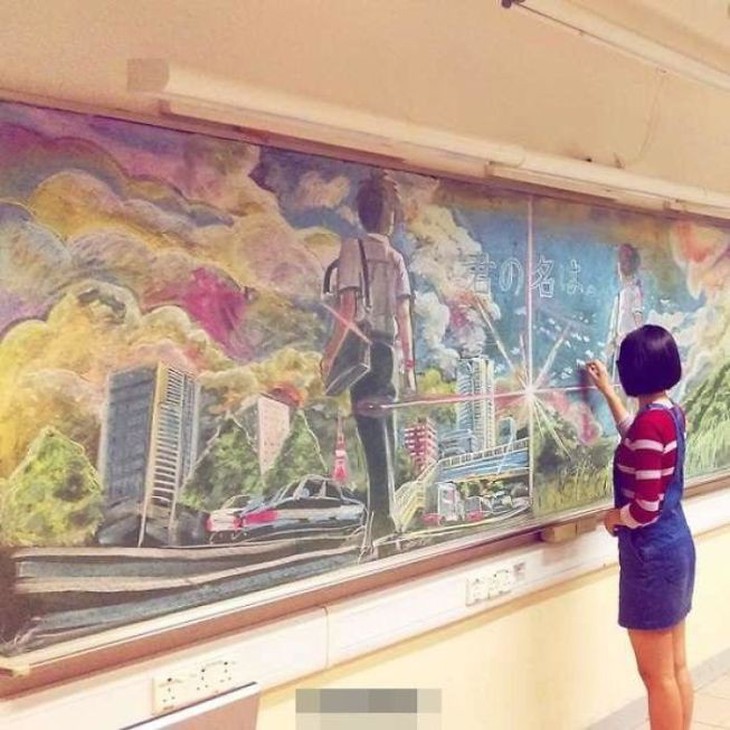 Những bức tranh tuyệt đẹp trên bảng đen của học sinh Hong Kong - Ảnh 1. Những bức tranh tuyệt đẹp trên bảng đen của học sinh Hong Kong - Ảnh 1.
