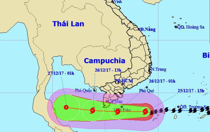 Bão Tembin hướng vào Côn Đảo, đang suy yếu dần - Ảnh 2.