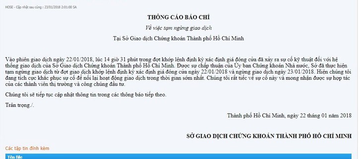 Sự cố lớn sàn HOSE, vẫn đang cùng chuyên gia Thái Lan tìm nguyên nhân - Ảnh 1.