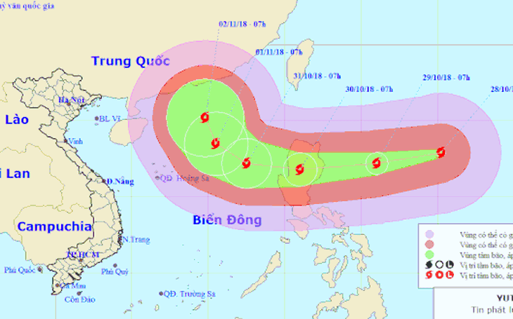 Siêu bão Yutu mạnh cấp 16 xuất hiện gần Biển Đông