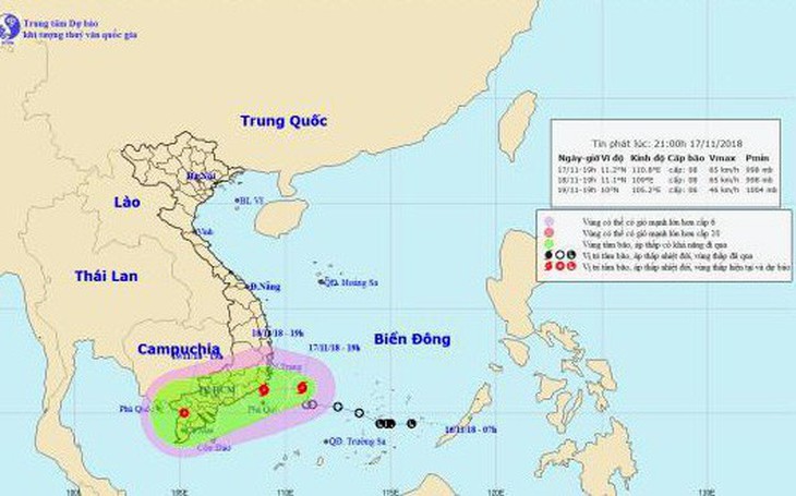 Bão số 8 đang cách bờ biển Ninh Thuận - Bình Thuận 240km