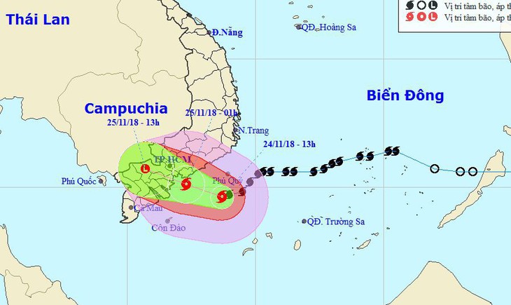 Bão cách TP.HCM 240km, tối nay 24-11 sẽ mưa lớn - Ảnh 1.